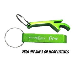 Bud Light Lime Green Keychain Metal Beer Can Bottle Opener Tool Accessorie
